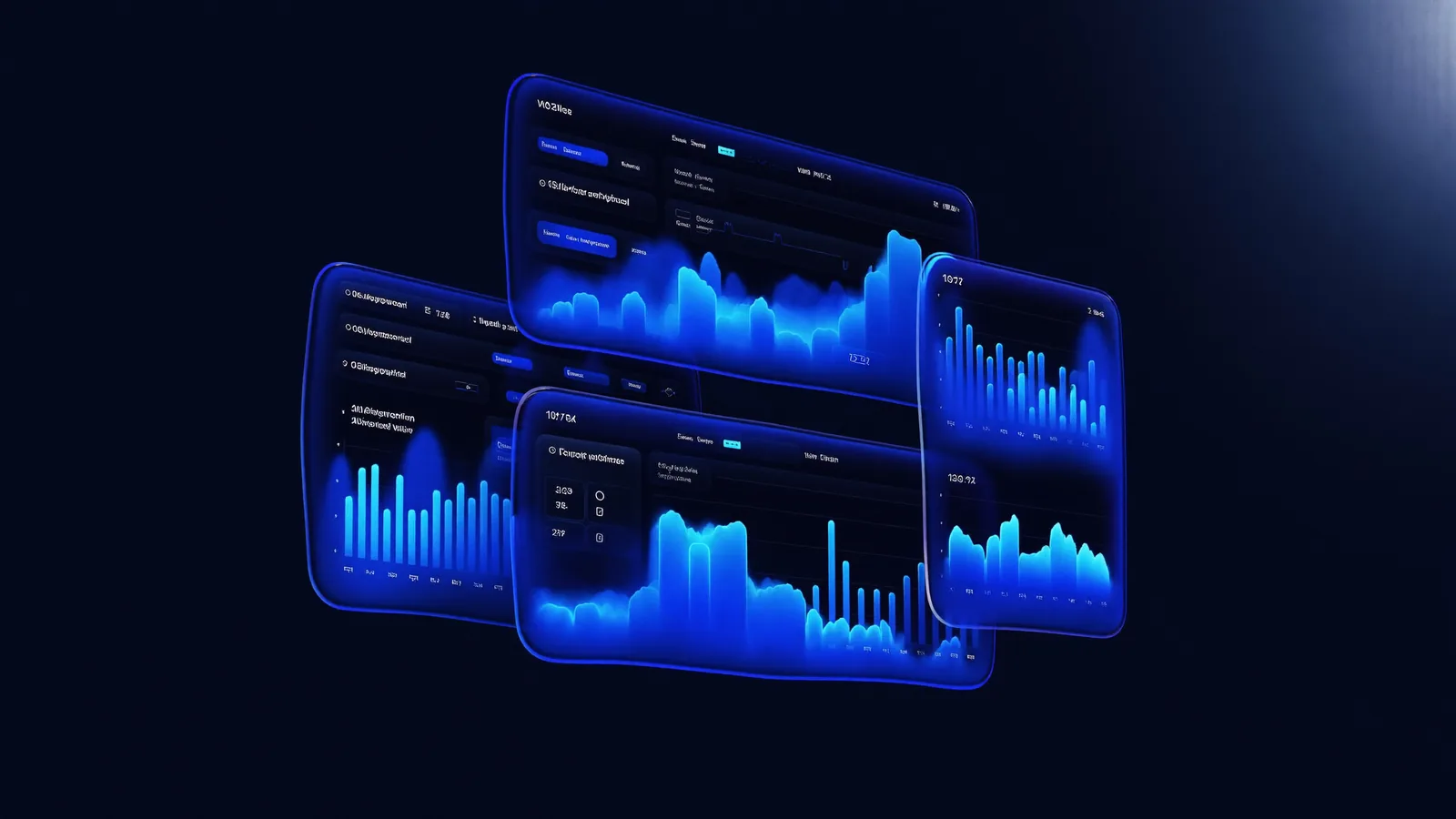 Tablero de analítica con gráficas e indicadores de una aplicación empresarial